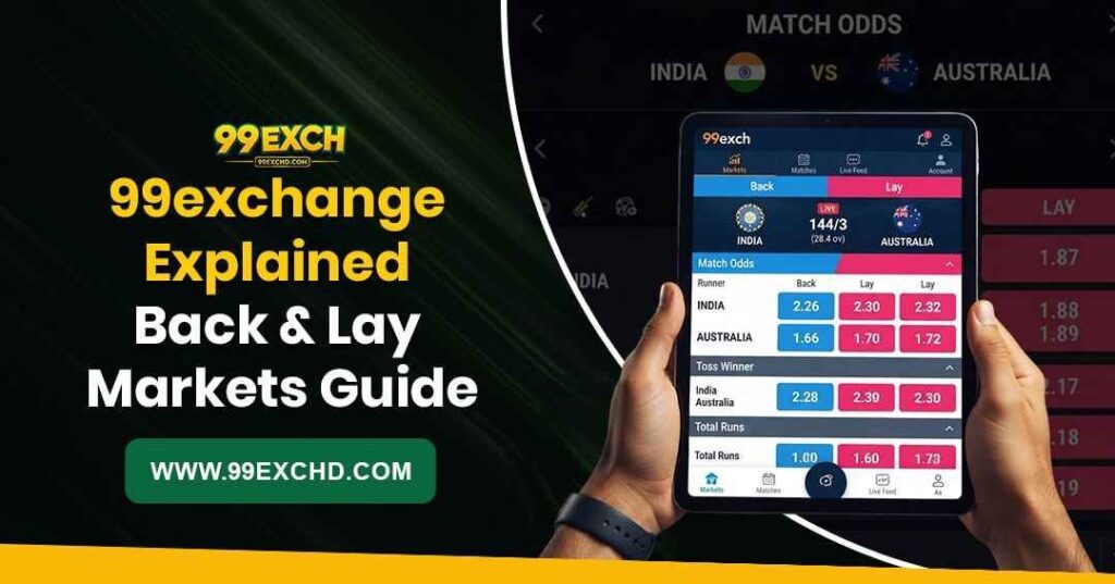 99exchange back and lay markets explained with cricket odds, liability, matched bets and market movement for beginners.